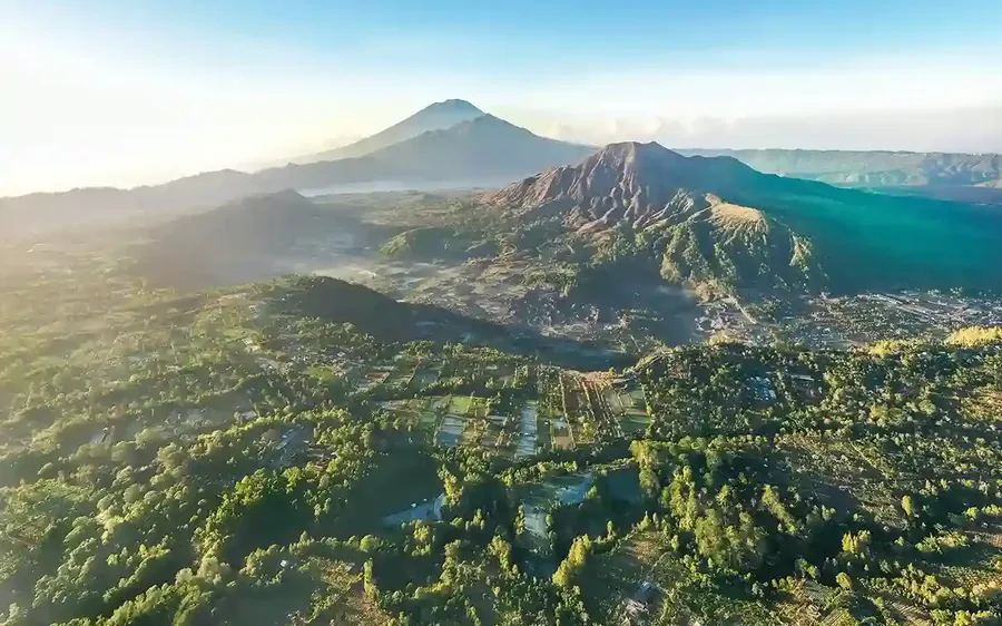 The caldera and lake at Mount Batur, Kintamani, Bali