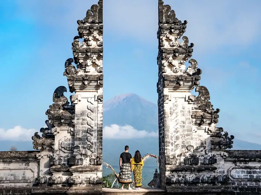 The split gates of Pura Lempuyang with Mount Agung behind
