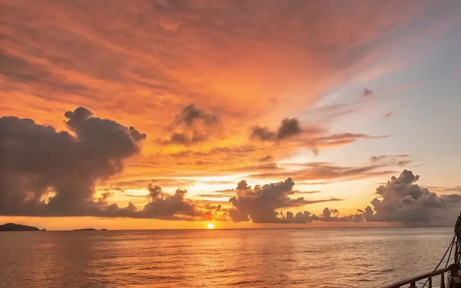 Sunset over the sea off the south west coast of Bali
